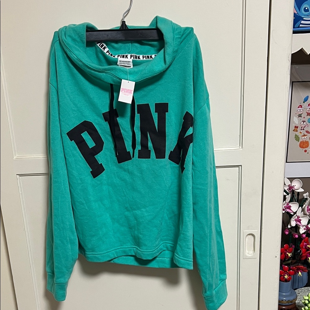 PINK Victoria's Secret Teal Cowl Neck Sweater